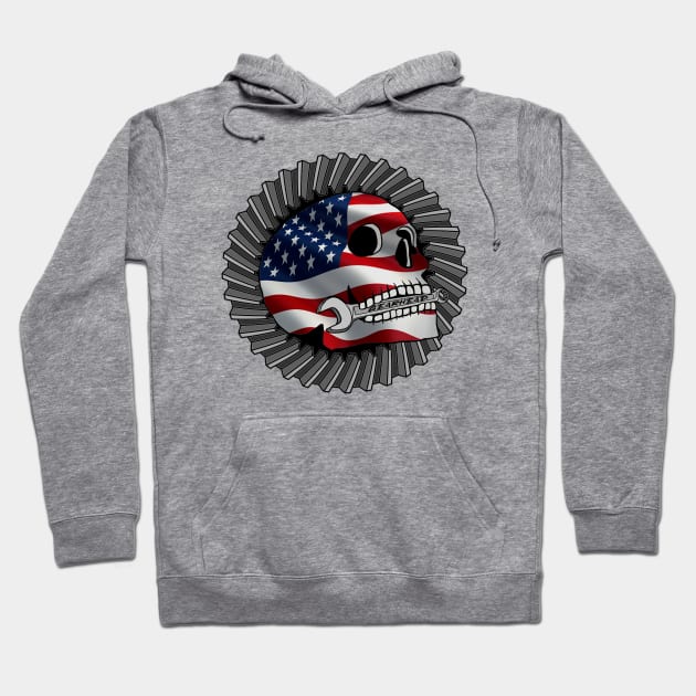 American gearhead skull Hoodie by Ugga Dugga Designs